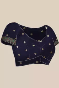 Blue woven pure paithani silk saree with blouse