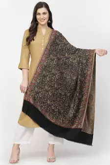 Paisan Black & Multi Self Design Modal Stole