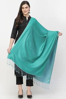 Spatial Sea Green & Turquoise Blue Reversable Silk Stole