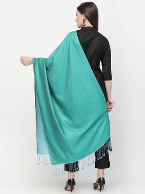Spatial Sea Green & Turquoise Blue Reversable Silk Stole 3