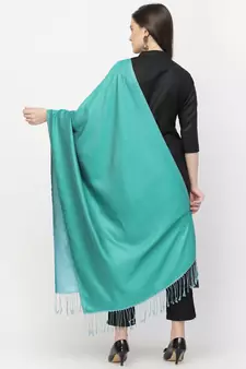 Spatial Sea Green & Turquoise Blue Reversable Silk Stole