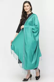 Spatial Sea Green & Turquoise Blue Reversable Silk Stole