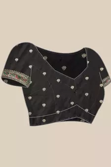 Black woven pure paithani silk saree with blouse