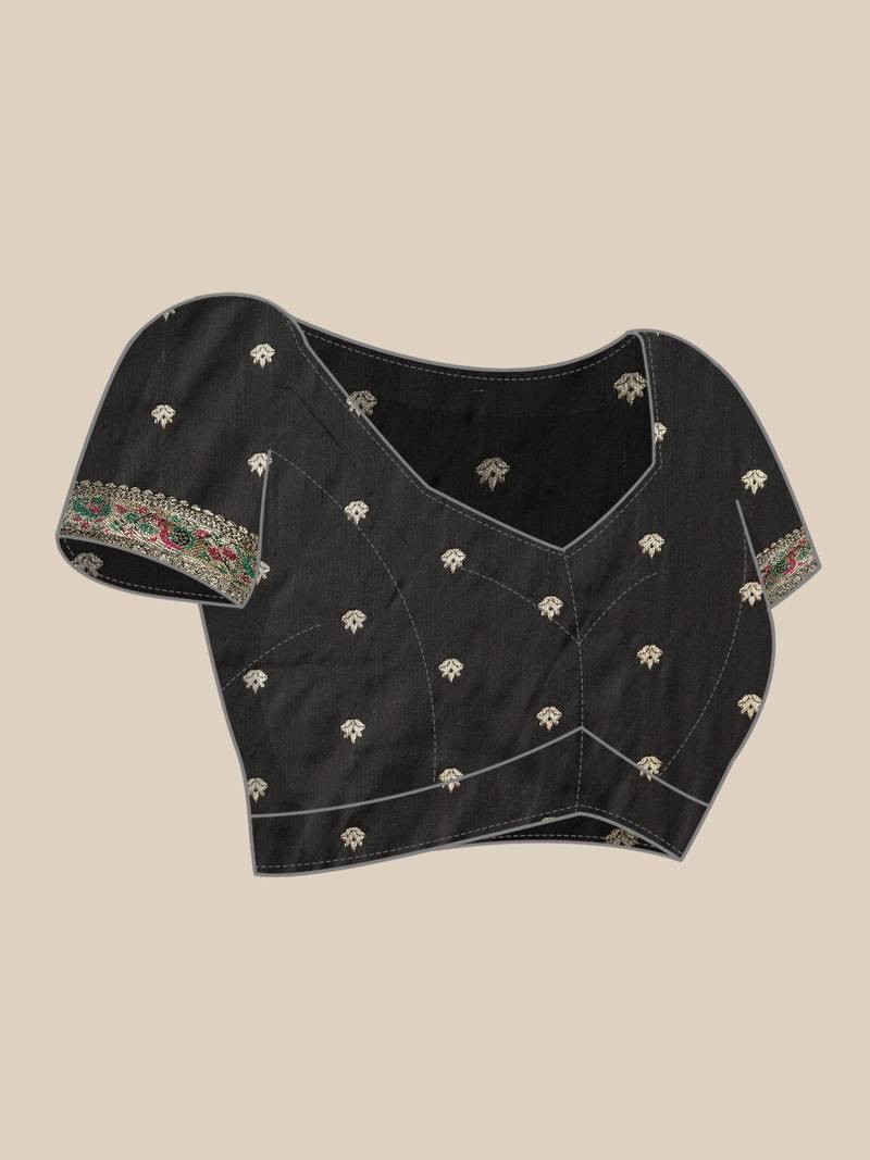 Black woven pure paithani silk saree with blouse