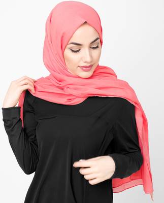 Pink plain cotton hijab 2