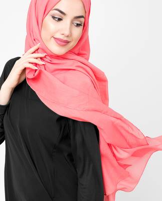 Pink plain cotton hijab 3
