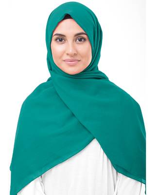 Green plain cotton hijab 1