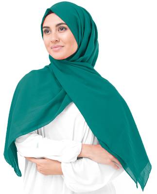 Green plain cotton hijab 2
