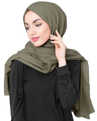 Beige plain cotton hijab 2