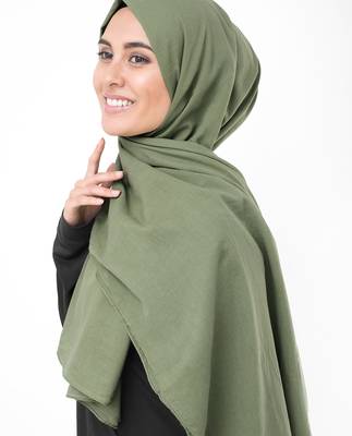 Green plain cotton hijab 3