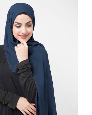 Blue plain cotton hijab 1