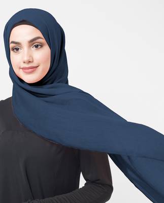 Blue plain cotton hijab 3