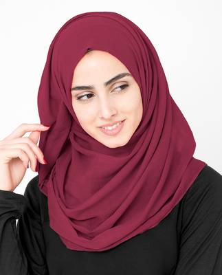 Red plain cotton hijab 1