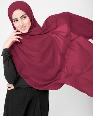 Red plain cotton hijab 2