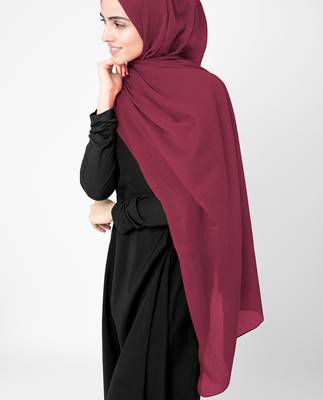 Red plain cotton hijab 3