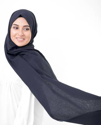Blue plain cotton hijab 1