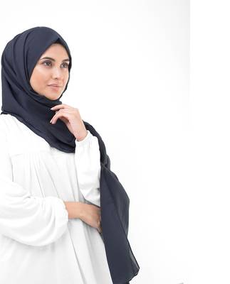 Blue plain cotton hijab 2