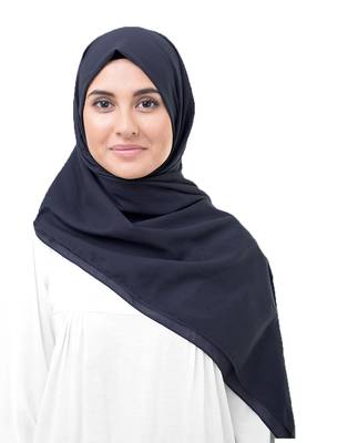Blue plain cotton hijab 3