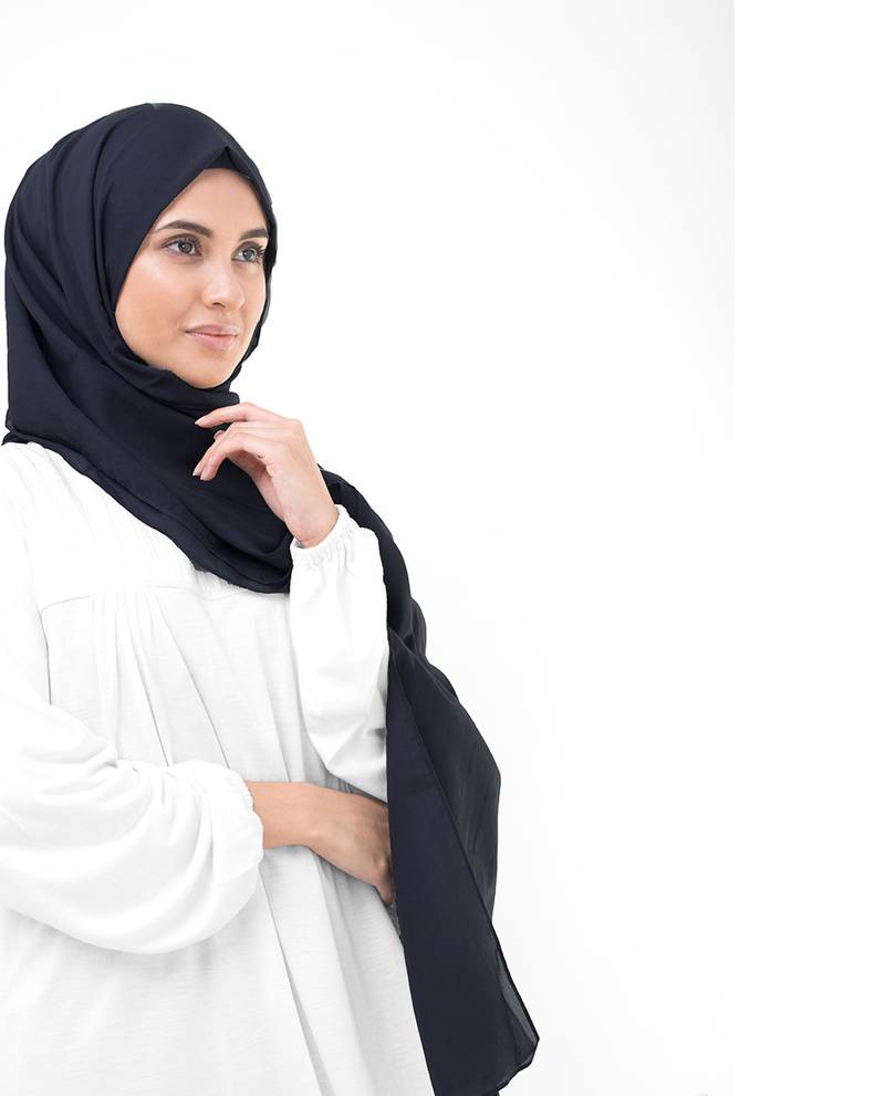 Blue plain cotton hijab