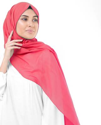 Pink plain cotton hijab 1