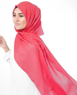 Pink plain cotton hijab 2