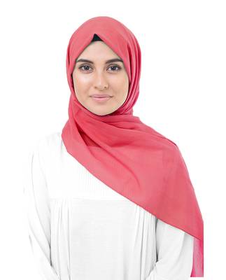 Pink plain cotton hijab 3