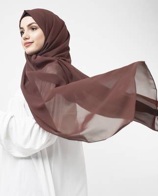 Brown plain georgette hijab 1
