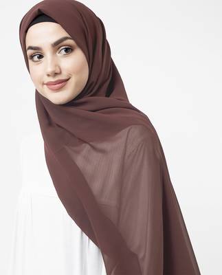 Brown plain georgette hijab 2
