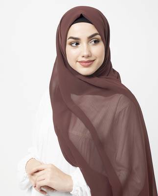 Brown plain georgette hijab 3