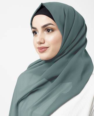 Green plain georgette hijab 3