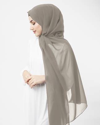Beige plain georgette hijab 1