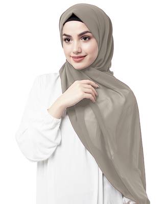 Beige plain georgette hijab 2