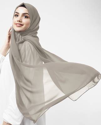 Beige plain georgette hijab 3