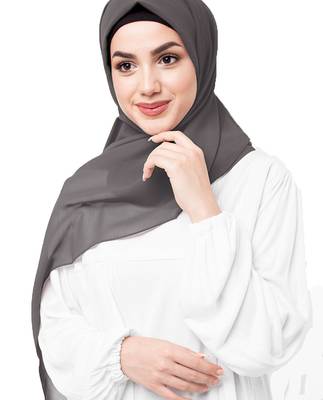 Grey plain georgette hijab 3