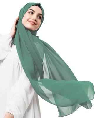Green plain georgette hijab 1