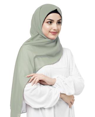 Green plain georgette hijab 2