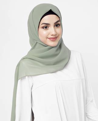 Green plain georgette hijab 3