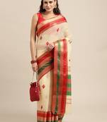 Rani Pink Woven Silk Blend Saree With Blouse