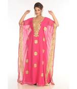 Pink Georgette Embroidered Zari_Work Islamic-Kaftans