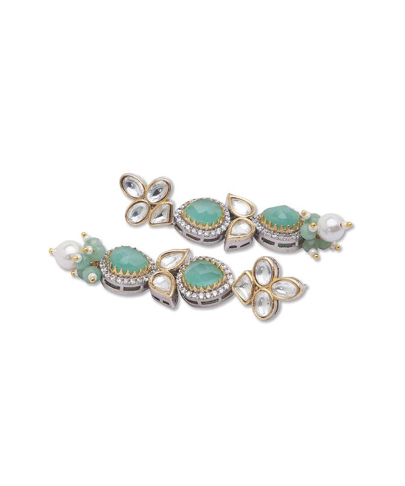 Golden  Brass Necklace Set with Earrings