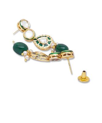Golden Green  Brass Necklace Set with Earrings 6