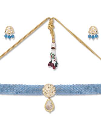 Golden  Brass Necklace Set with Earrings 3