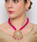 Golden  Brass Necklace Set with Earrings