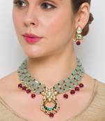 Golden  Brass Necklace Set with Earrings