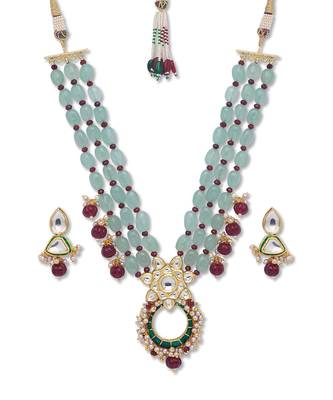 Golden  Brass Necklace Set with Earrings 3
