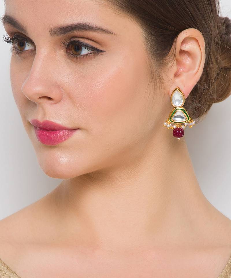 Golden  Brass Necklace Set with Earrings