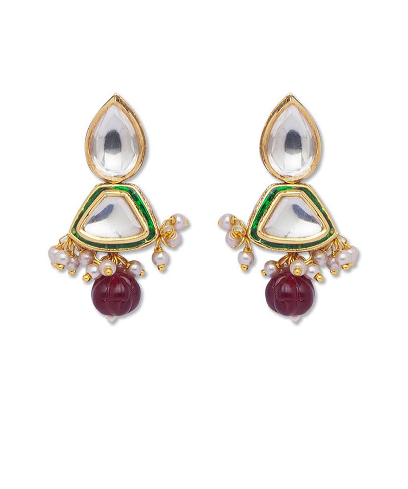 Golden  Brass Necklace Set with Earrings