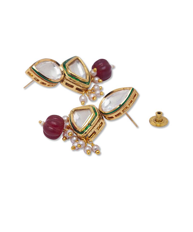 Golden  Brass Necklace Set with Earrings