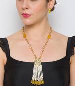Golden  Brass Necklace Set with Earrings
