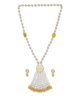 Golden  Brass Necklace Set with Earrings 2